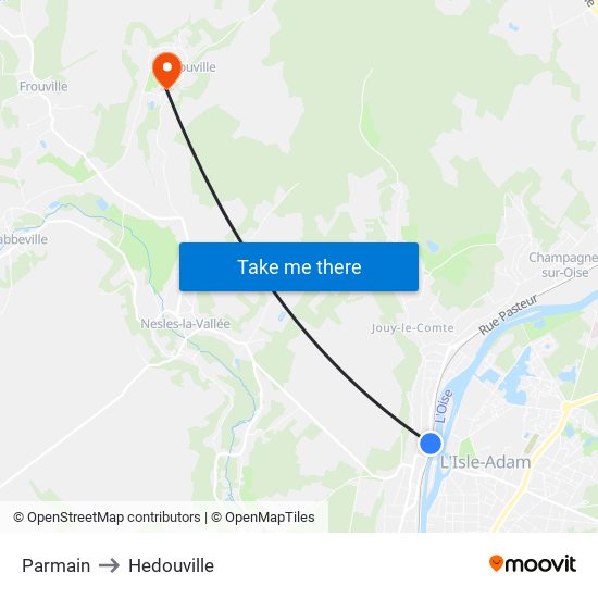 Parmain to Hedouville map