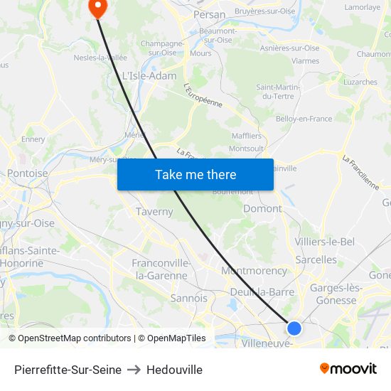 Pierrefitte-Sur-Seine to Hedouville map