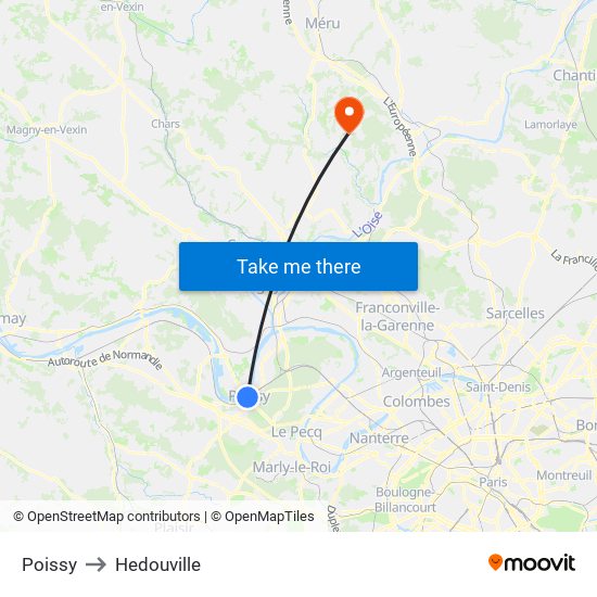 Poissy to Hedouville map