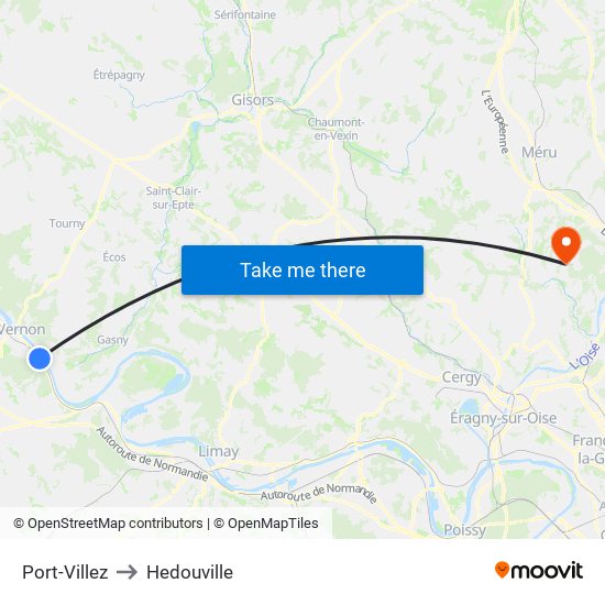 Port-Villez to Hedouville map
