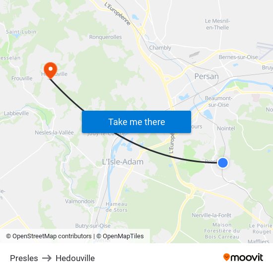 Presles to Hedouville map