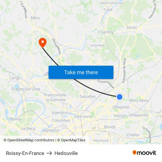 Roissy-En-France to Hedouville map