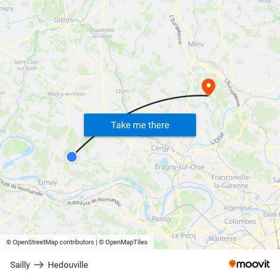 Sailly to Hedouville map