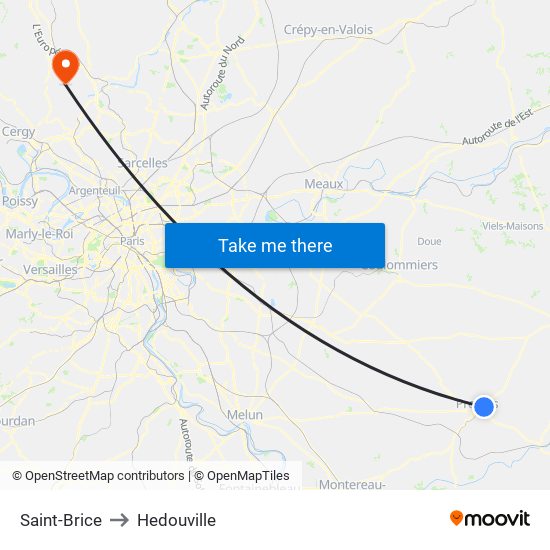 Saint-Brice to Hedouville map