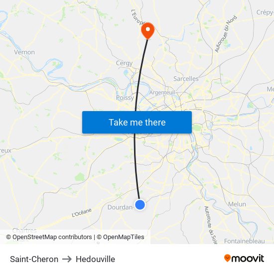 Saint-Cheron to Hedouville map