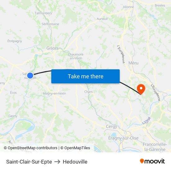 Saint-Clair-Sur-Epte to Hedouville map