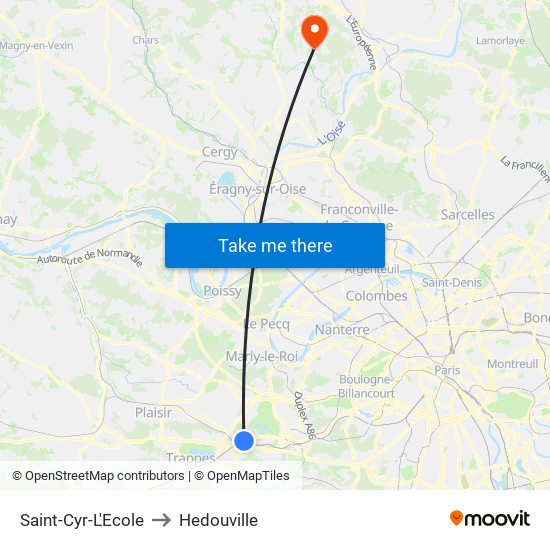 Saint-Cyr-L'Ecole to Hedouville map