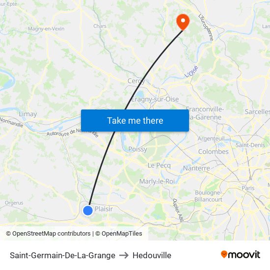 Saint-Germain-De-La-Grange to Hedouville map