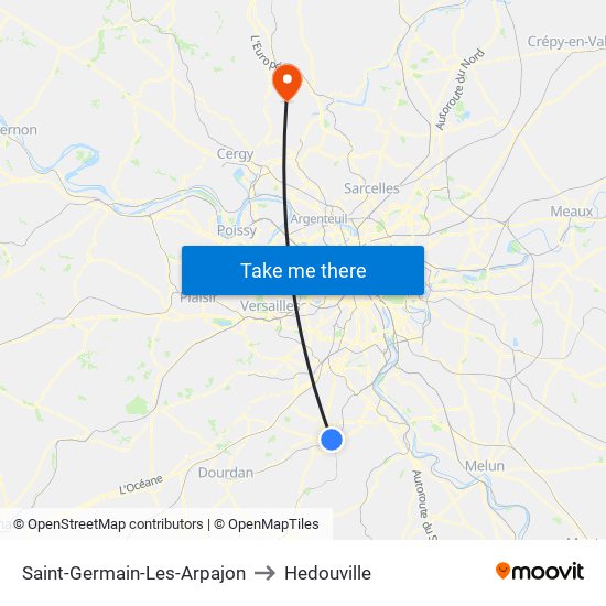 Saint-Germain-Les-Arpajon to Hedouville map