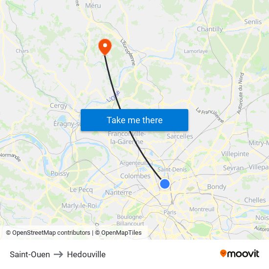 Saint-Ouen to Hedouville map