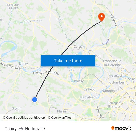 Thoiry to Hedouville map