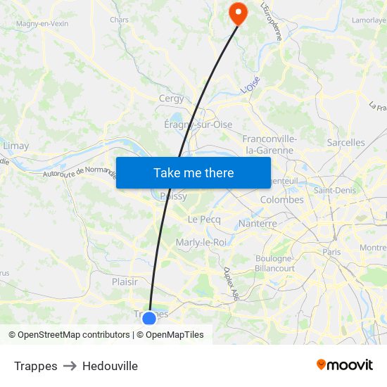 Trappes to Hedouville map