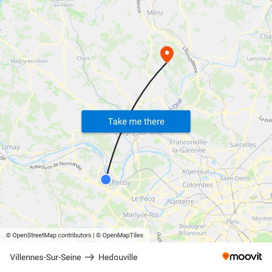 Villennes-Sur-Seine to Hedouville map