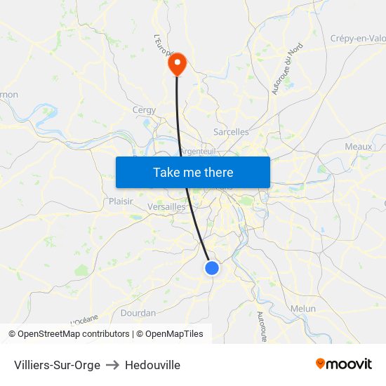 Villiers-Sur-Orge to Hedouville map