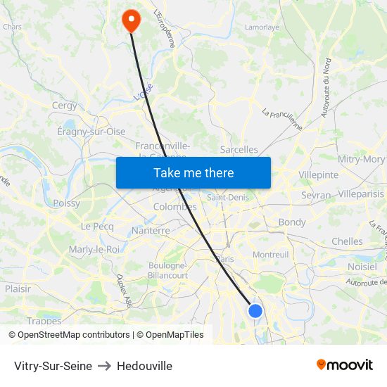 Vitry-Sur-Seine to Hedouville map