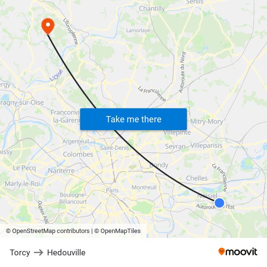 Torcy to Hedouville map