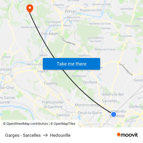 Garges - Sarcelles to Hedouville map