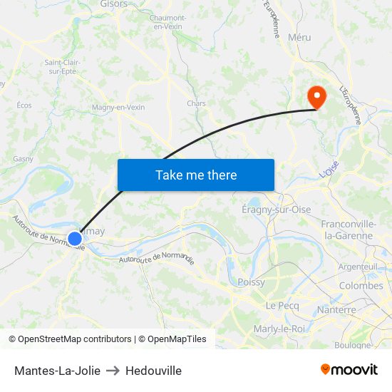 Mantes-La-Jolie to Hedouville map