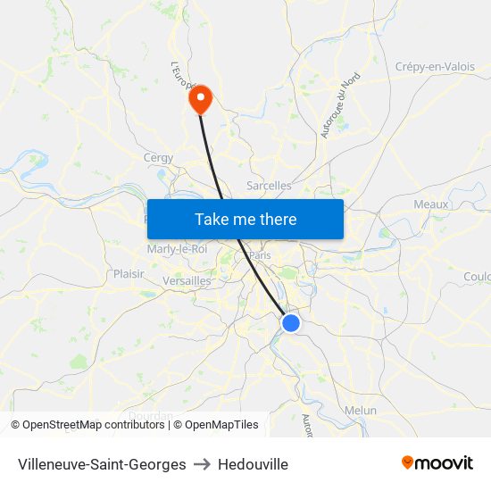 Villeneuve-Saint-Georges to Hedouville map