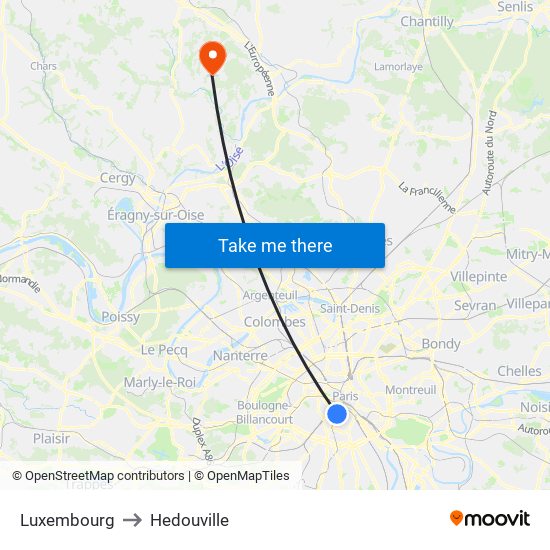 Luxembourg to Hedouville map