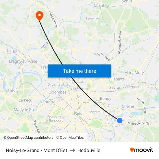 Noisy-Le-Grand - Mont D'Est to Hedouville map