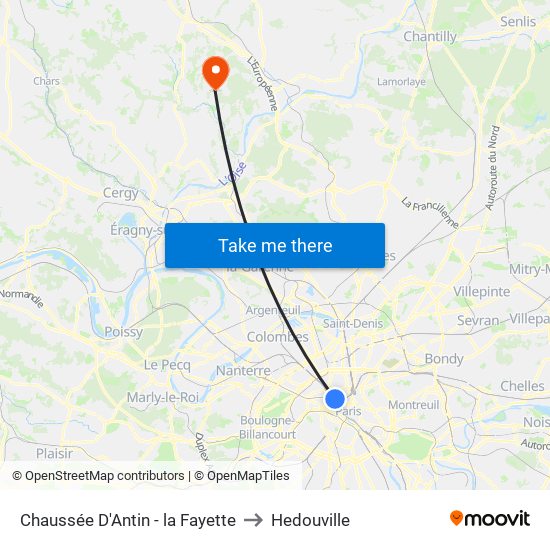 Chaussée D'Antin - la Fayette to Hedouville map