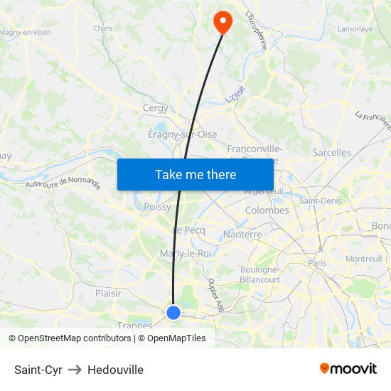 Saint-Cyr to Hedouville map