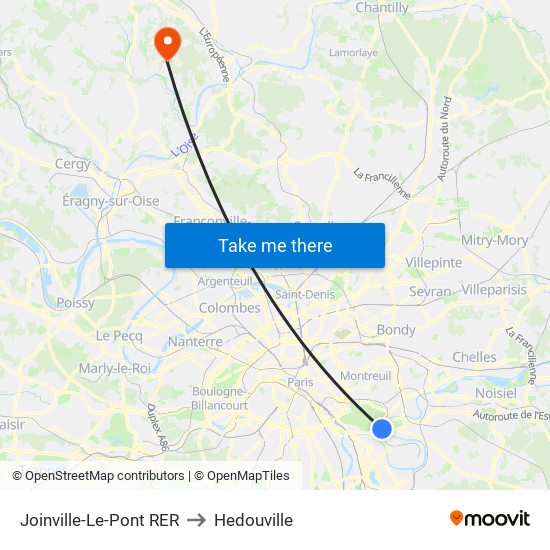 Joinville-Le-Pont RER to Hedouville map