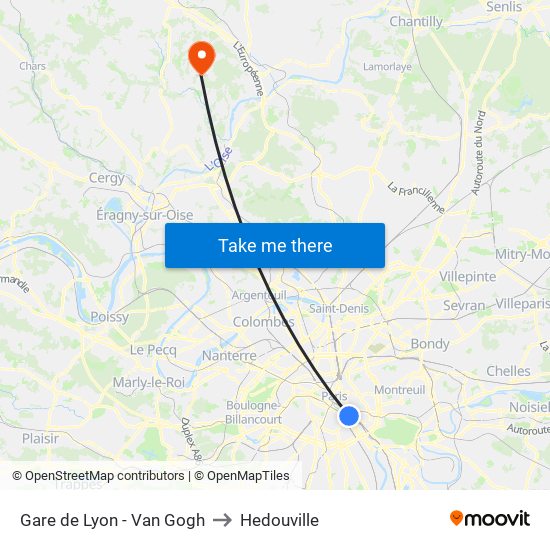 Gare de Lyon - Van Gogh to Hedouville map