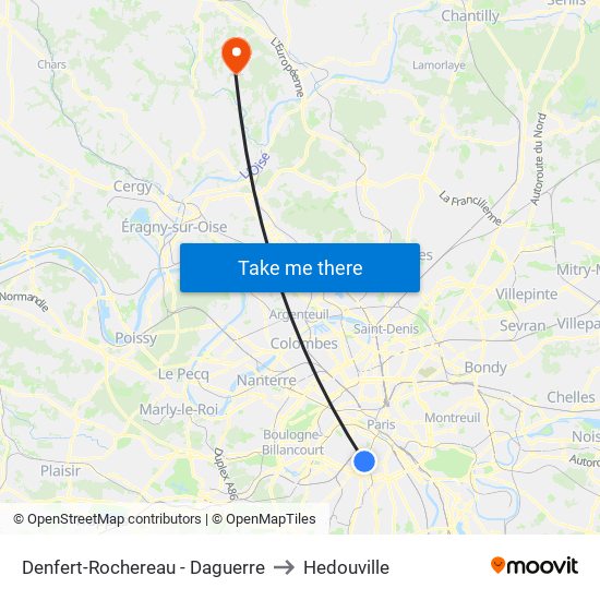 Denfert-Rochereau - Daguerre to Hedouville map