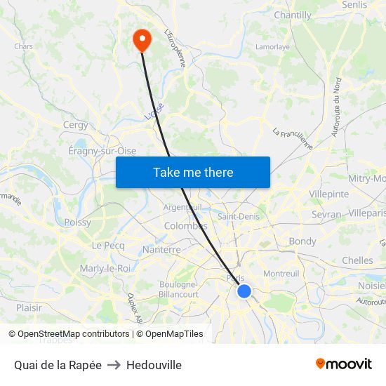 Quai de la Rapée to Hedouville map
