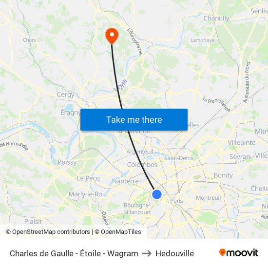 Charles de Gaulle - Étoile - Wagram to Hedouville map