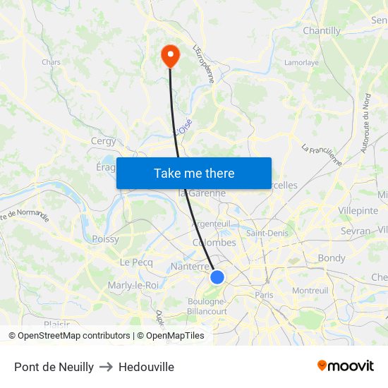 Pont de Neuilly to Hedouville map