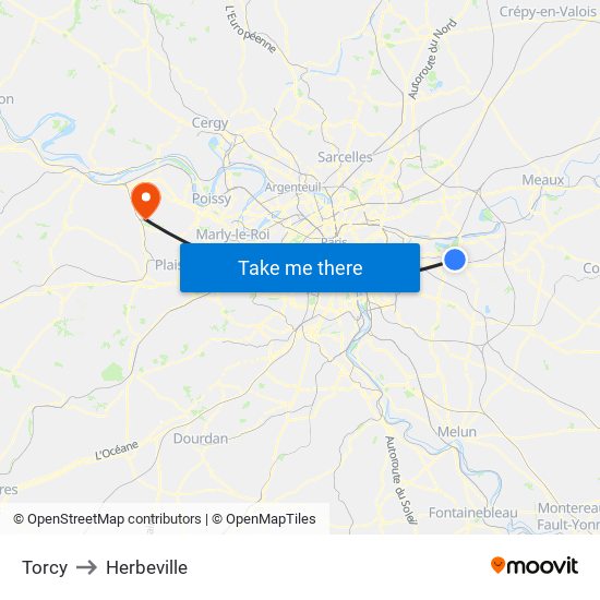 Torcy to Herbeville map