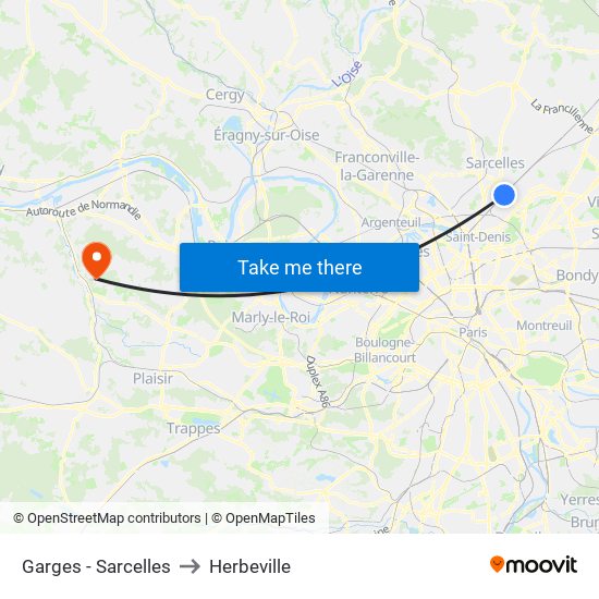 Garges - Sarcelles to Herbeville map