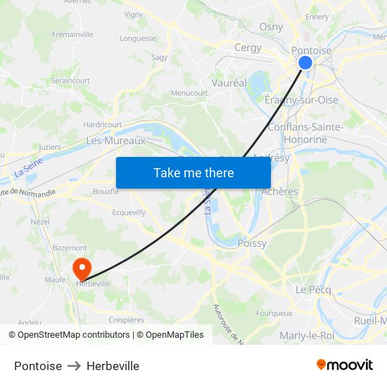 Pontoise to Herbeville map