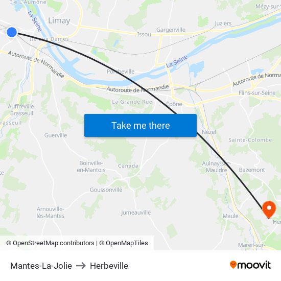 Mantes-La-Jolie to Herbeville map