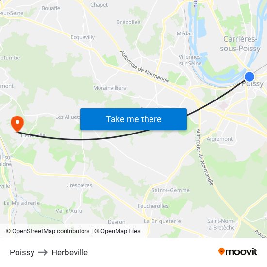 Poissy to Herbeville map