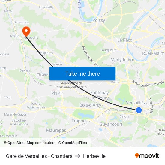 Gare de Versailles - Chantiers to Herbeville map