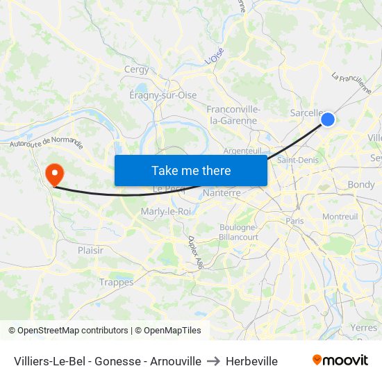 Villiers-Le-Bel - Gonesse - Arnouville to Herbeville map