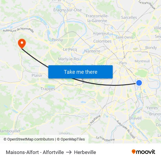 Maisons-Alfort - Alfortville to Herbeville map