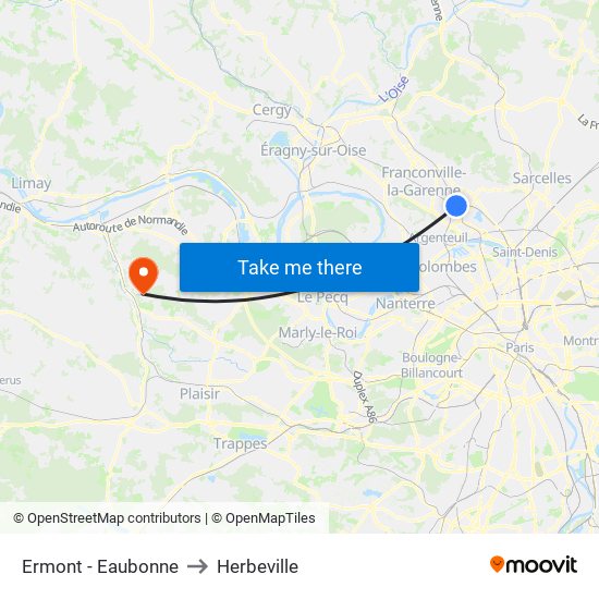 Ermont - Eaubonne to Herbeville map