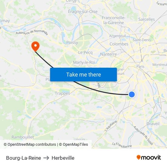 Bourg-La-Reine to Herbeville map