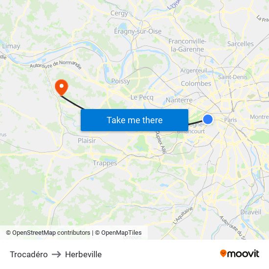 Trocadéro to Herbeville map