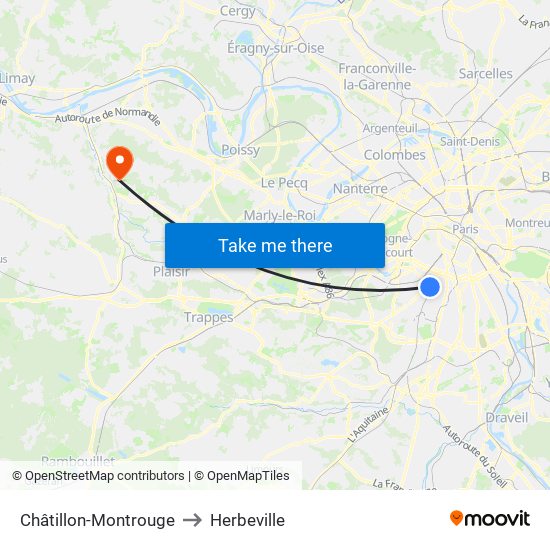 Châtillon-Montrouge to Herbeville map