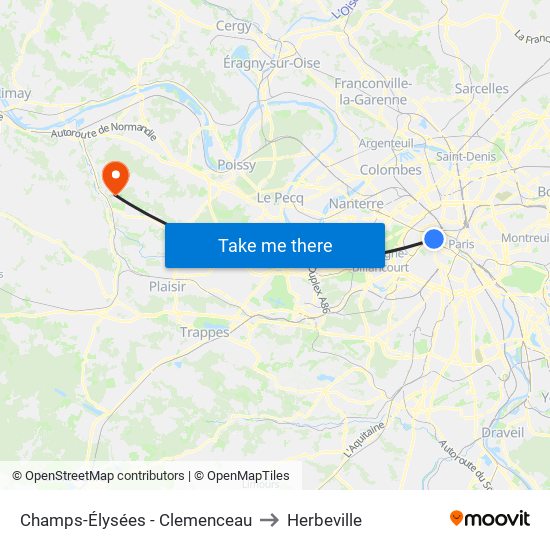Champs-Élysées - Clemenceau to Herbeville map