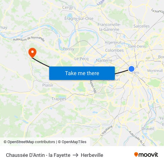 Chaussée D'Antin - la Fayette to Herbeville map