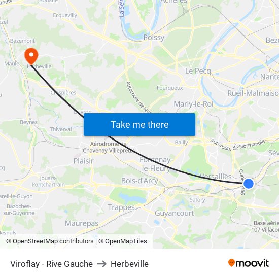 Viroflay - Rive Gauche to Herbeville map