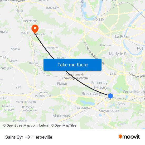 Saint-Cyr to Herbeville map