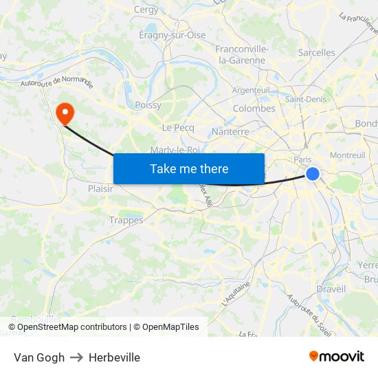 Van Gogh to Herbeville map